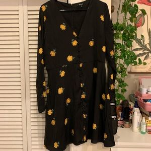 Madewell button down mini dress yellow flowers